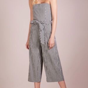 Club Monaco Tiphanie Strapless Cropped Wide Leg Jumpsuit Gingham Size 2